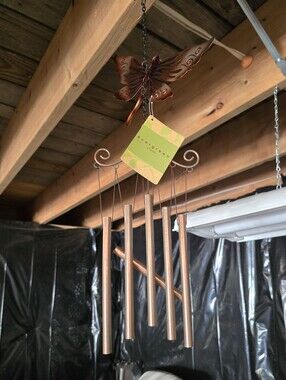 Butterfly Top Wind Chime in Copper Tone
